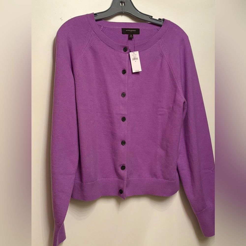 Banana Republic Classic Crewneck Cardigan – Purple – NWT Size M